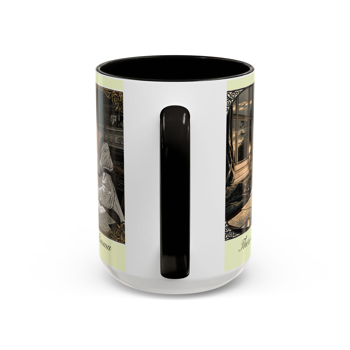 Regency Tea Quote Mug — 'Young Jane Austen Writing at Her Desk' Ceramic Coffee & Tea Cup (11oz/15oz)