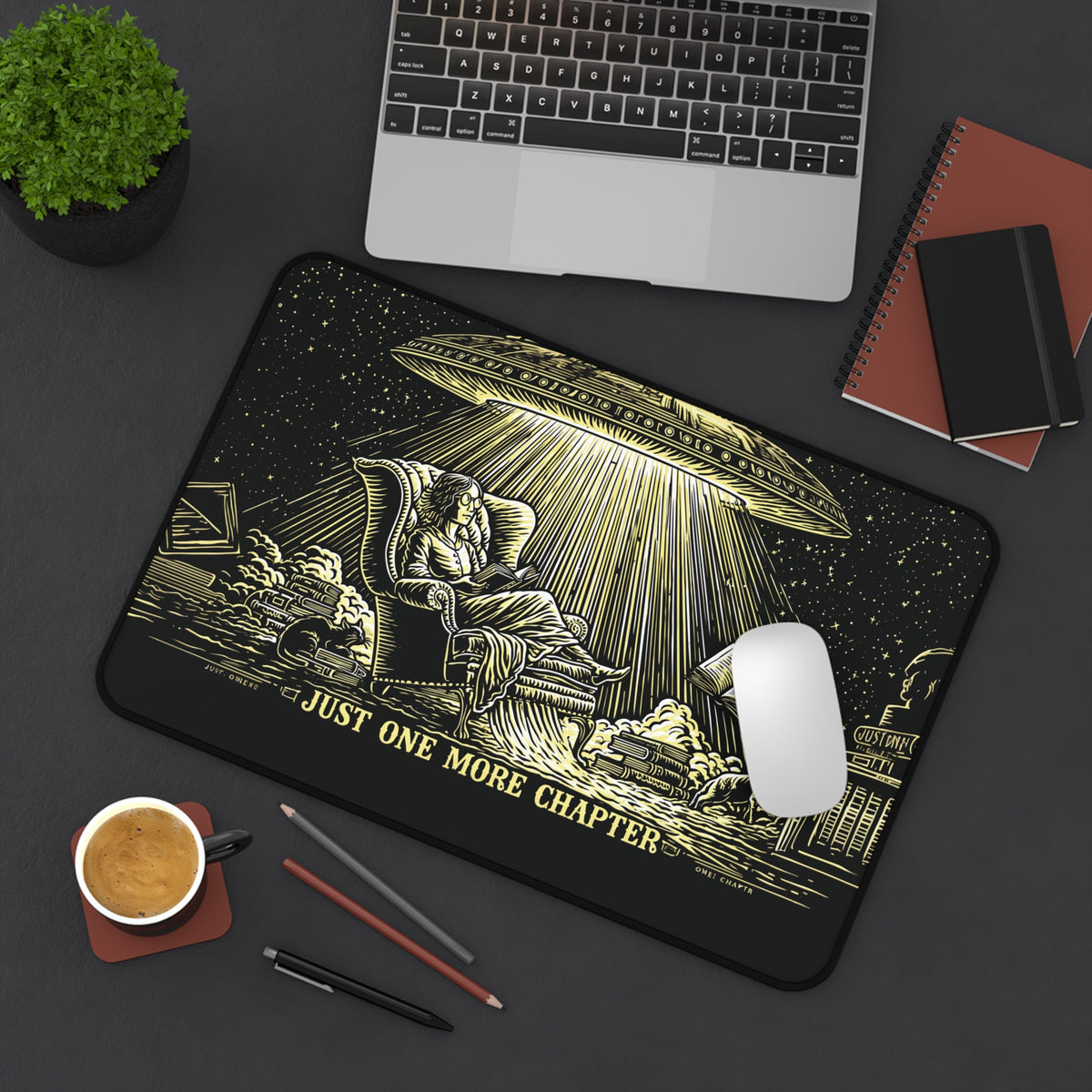 Alien Abduction Reader Desk Mat | "Just One More Chapter" Book Lover
