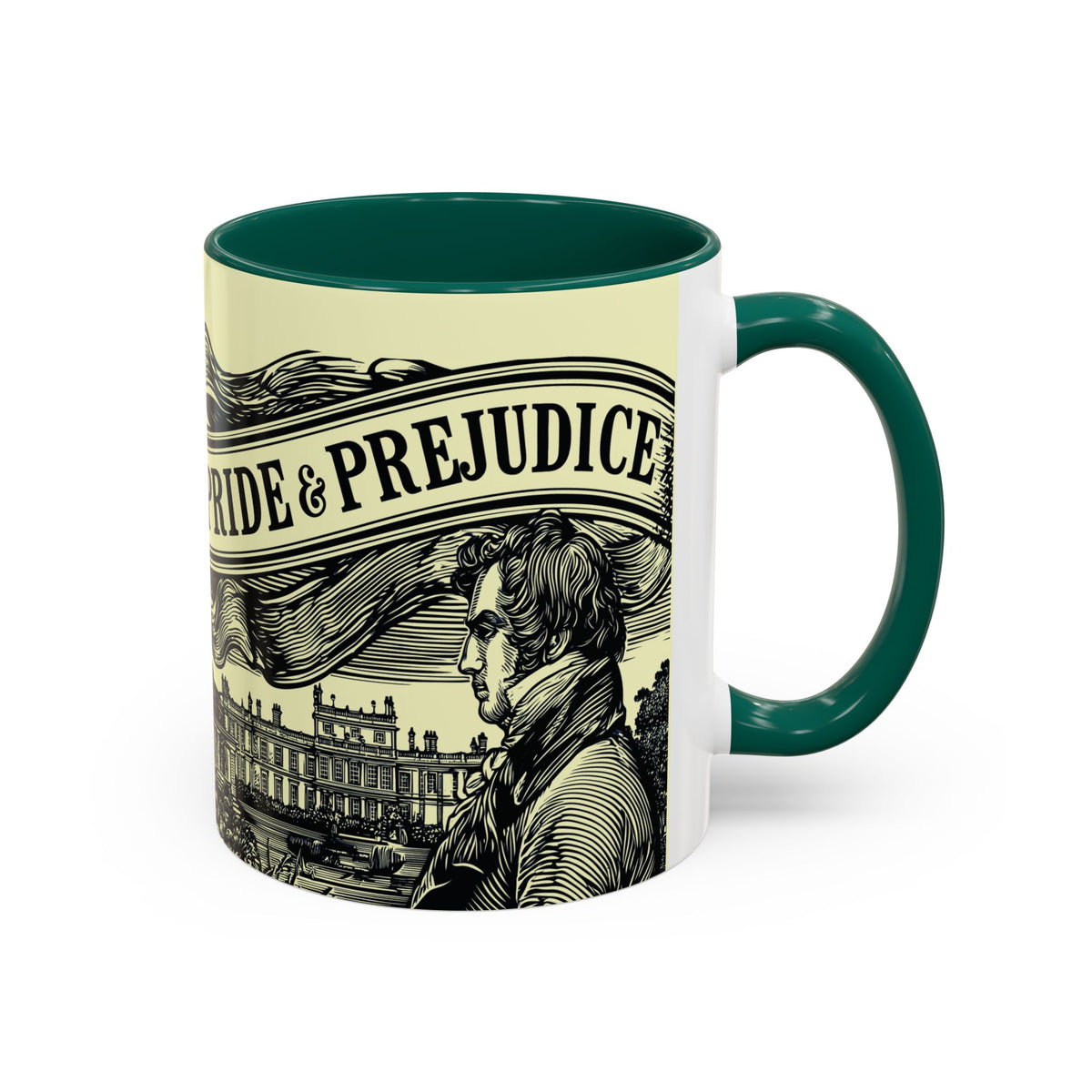 Pride & Prejudice Vintage Illustration Ceramic Mug — Mr. Darcy at Pemberley with Quote (11oz/15oz)