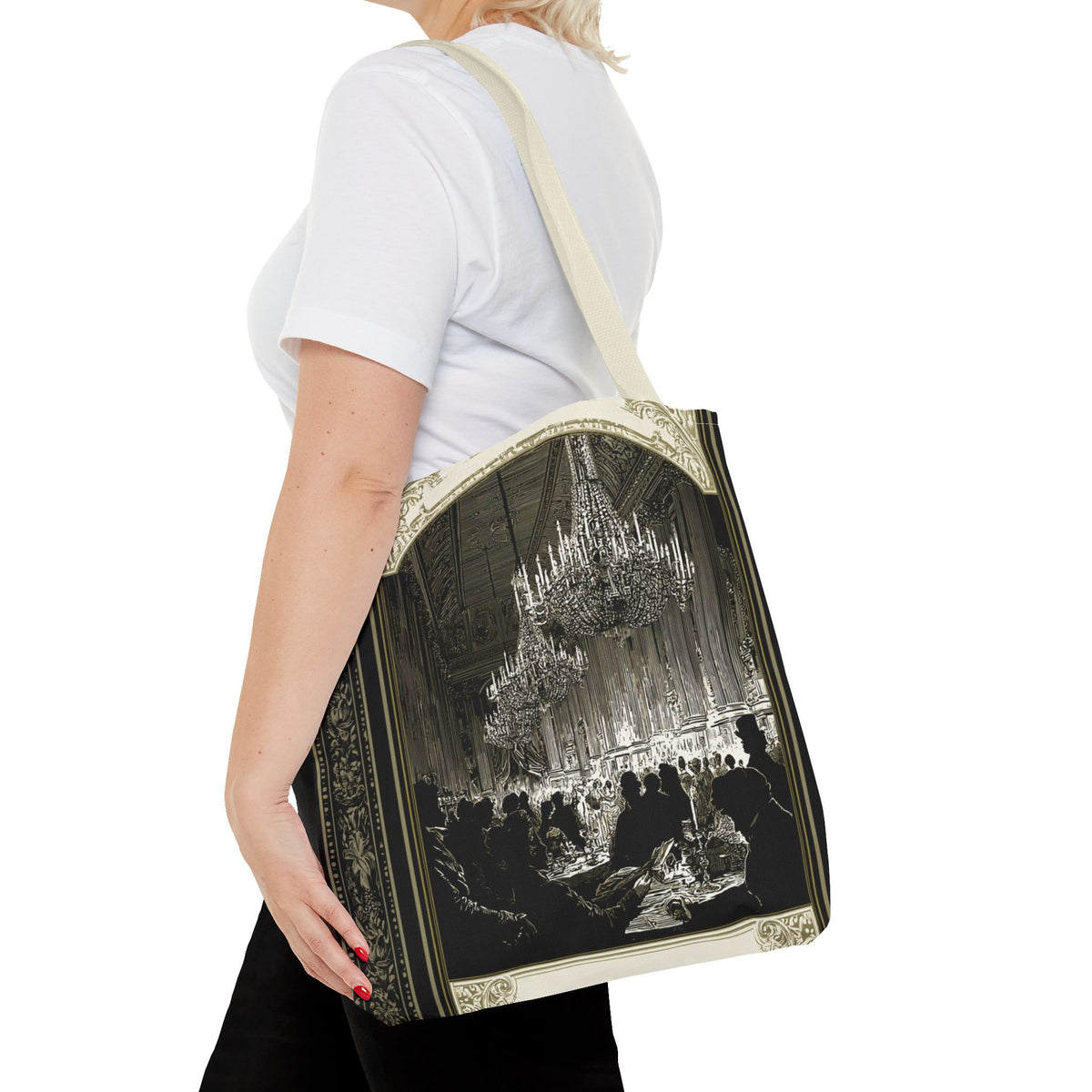 Regency Ballroom Chandelier Tote Bag | Vintage Ballroom Scene