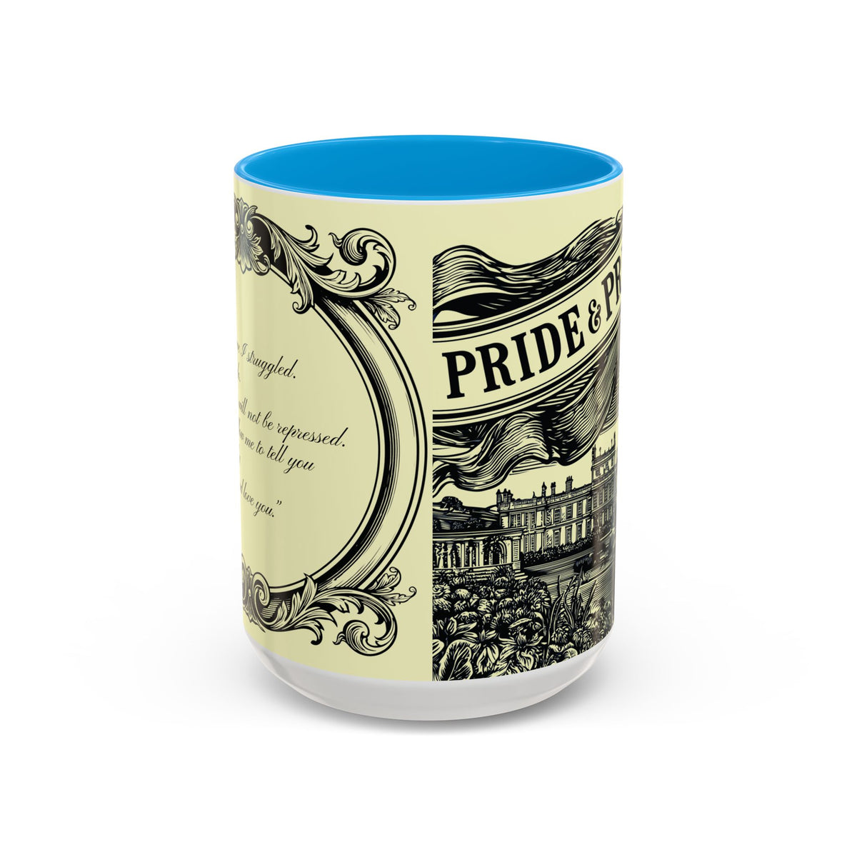Pride & Prejudice Vintage Illustration Ceramic Mug — Mr. Darcy at Pemberley with Quote (11oz/15oz)