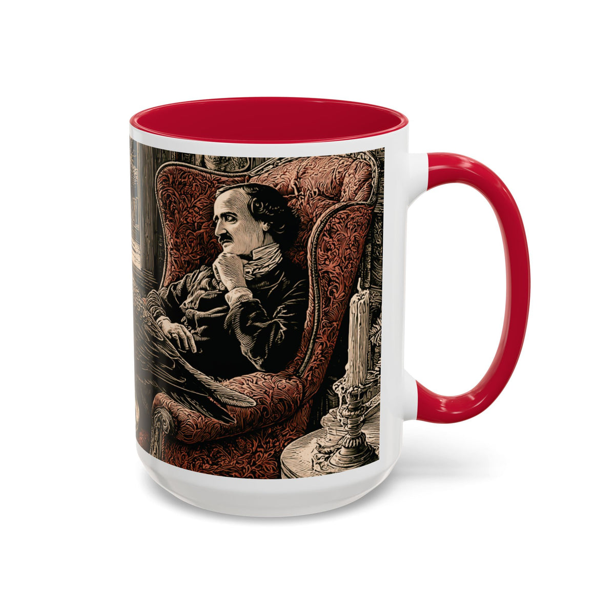 Edgar Allan Poe Raven Portrait Mug | Ceramic Coffee Cup