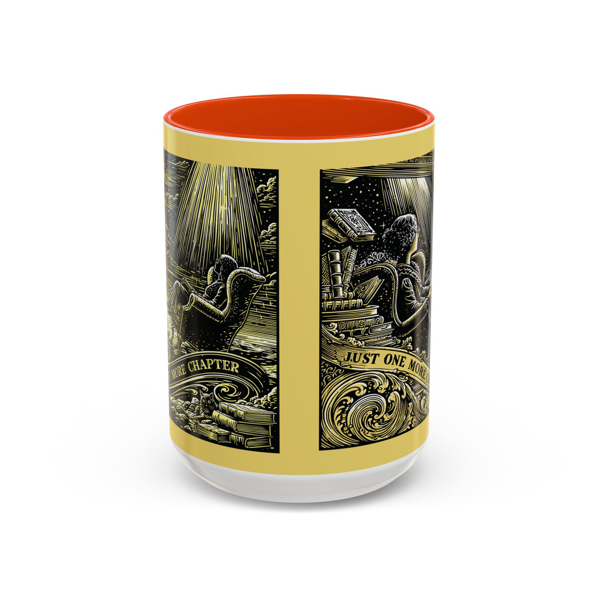 "Just One More Chapter" Under UFO Illustration Mug | Color Accent Coffee Cup