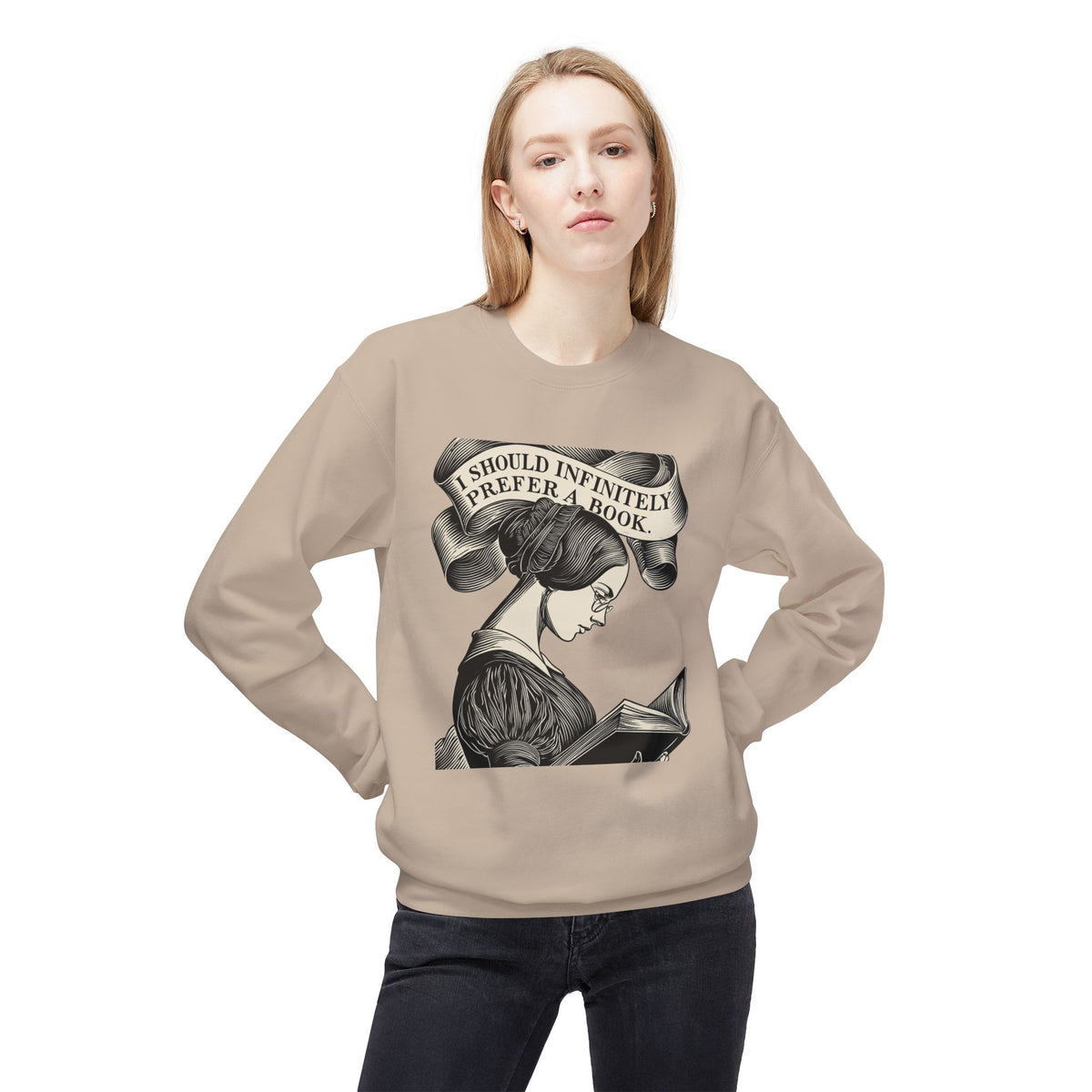 Book Lover Sweatshirt — "I Should Infinitely Prefer a Book" Vintage Reading Crewneck