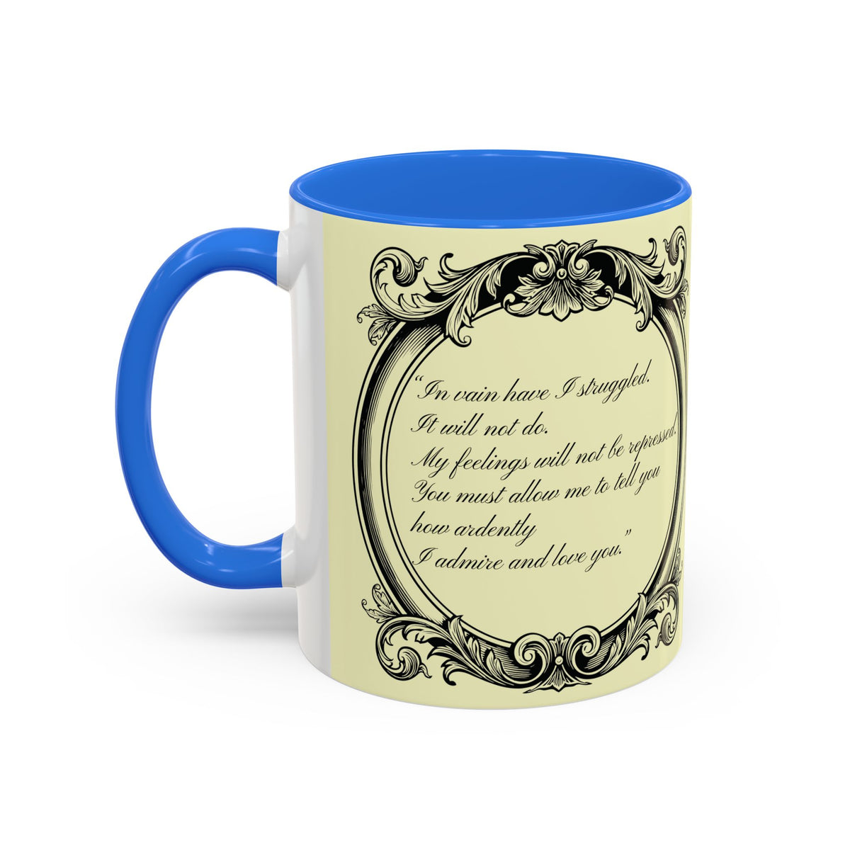 Pride & Prejudice Vintage Illustration Ceramic Mug — Mr. Darcy at Pemberley with Quote (11oz/15oz)