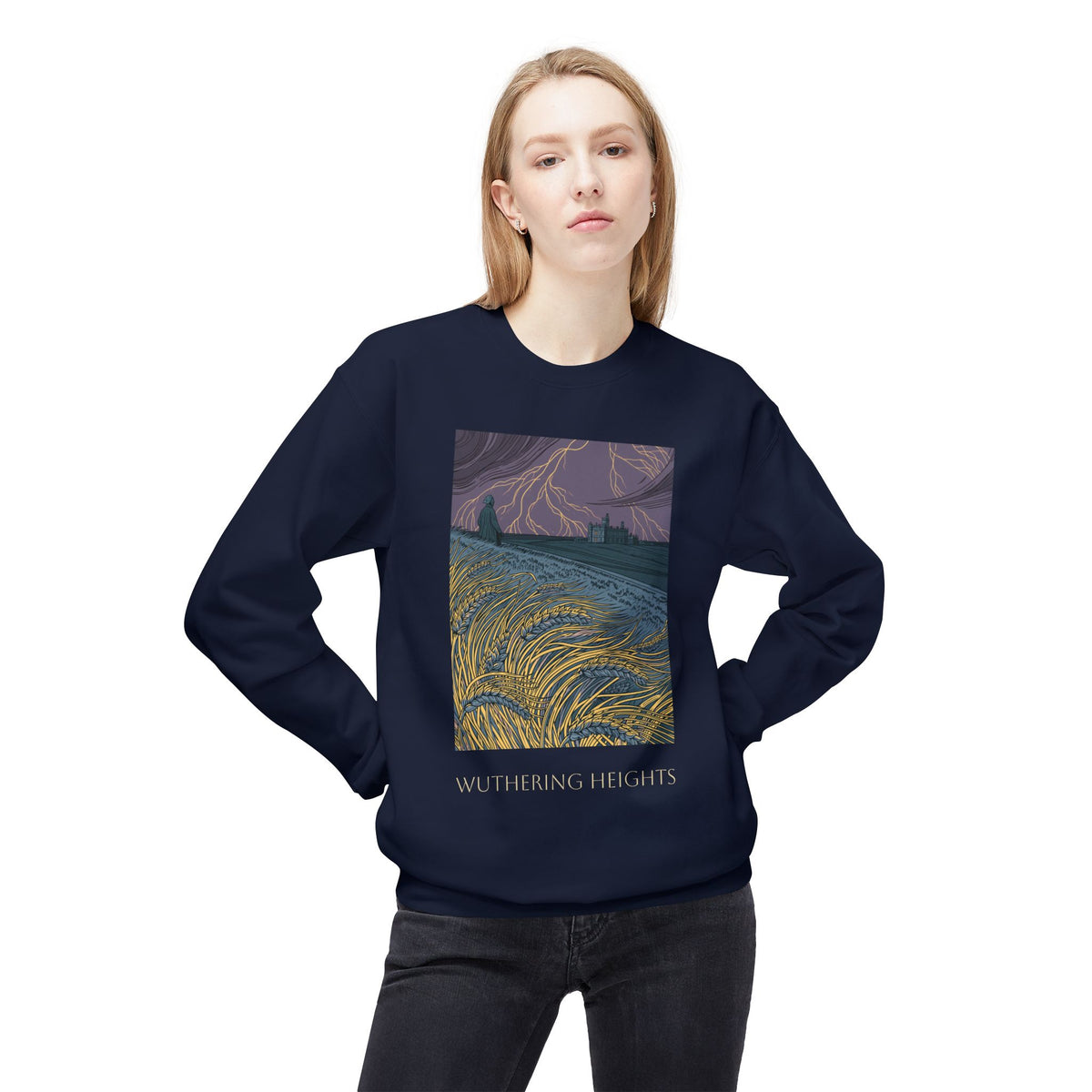 Wurthering Heights Crewneck Sweatshirt — Moorscape "I'd Marry the Storm Again"