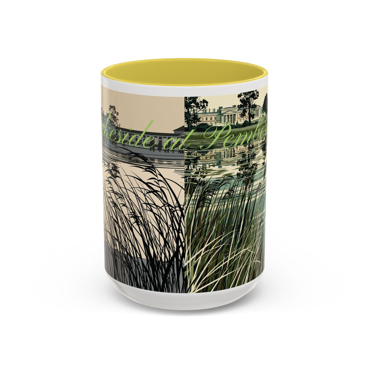 Strolling Lakeside with Mr. Darcy  —  Scenic Lakeside Vintage Gentleman Mug (11oz & 15oz)