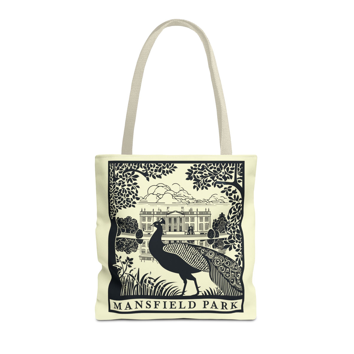 Mansfield Park Illustrated Tote — Vintage Estate Peacock Tote Bag