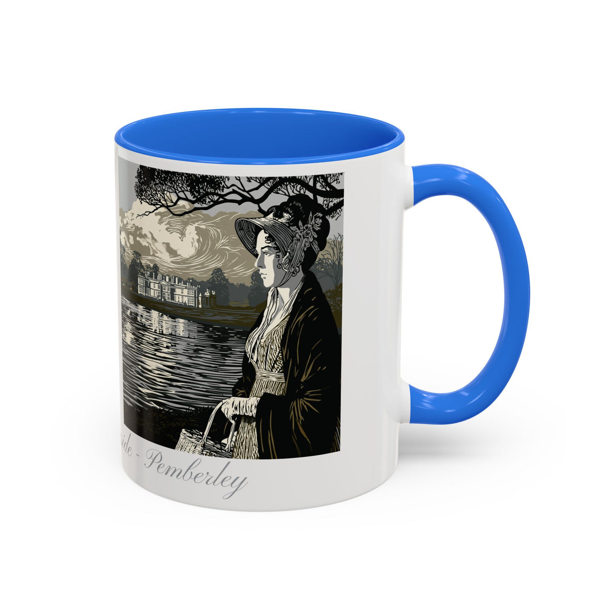 'Strolling Pemberley' Ceramic Coffee Cup — Vintage Regency Silhouette Mug