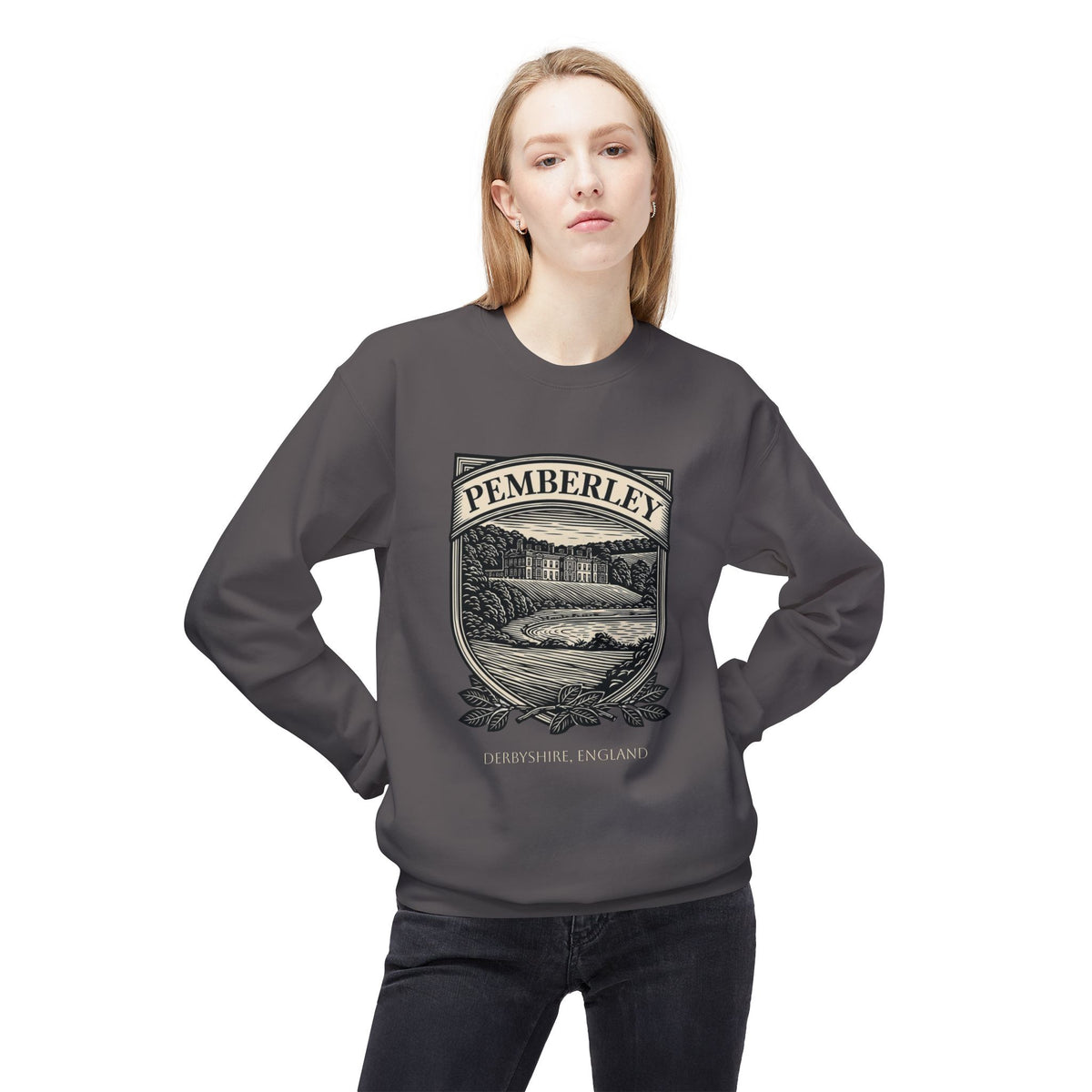 Pemberley Estate Crewneck Sweatshirt — Jane Austen Cozy Literary Pullover