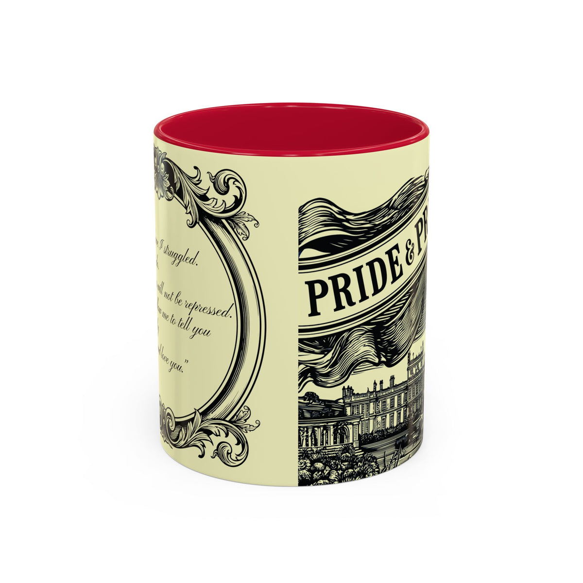 Pride & Prejudice Vintage Illustration Ceramic Mug — Mr. Darcy at Pemberley with Quote (11oz/15oz)