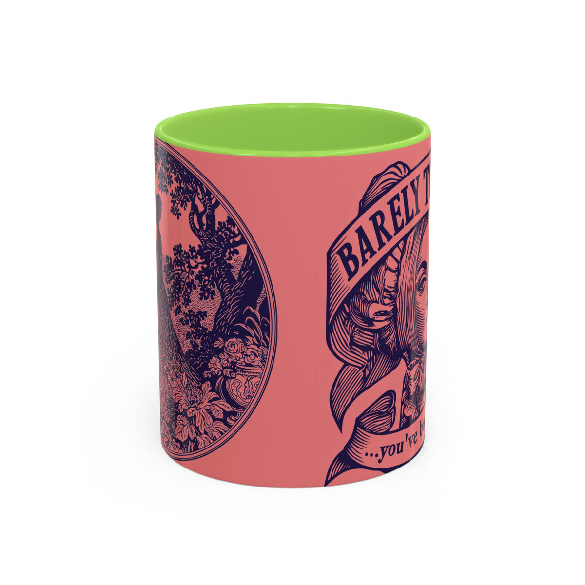Barely Tolerable Vintage Portrait Mug — Funny Retro Coffee Cup (11oz/15oz)