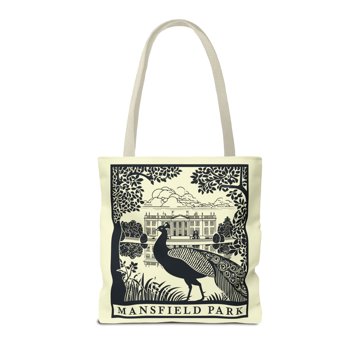 Mansfield Park Illustrated Tote — Vintage Estate Peacock Tote Bag