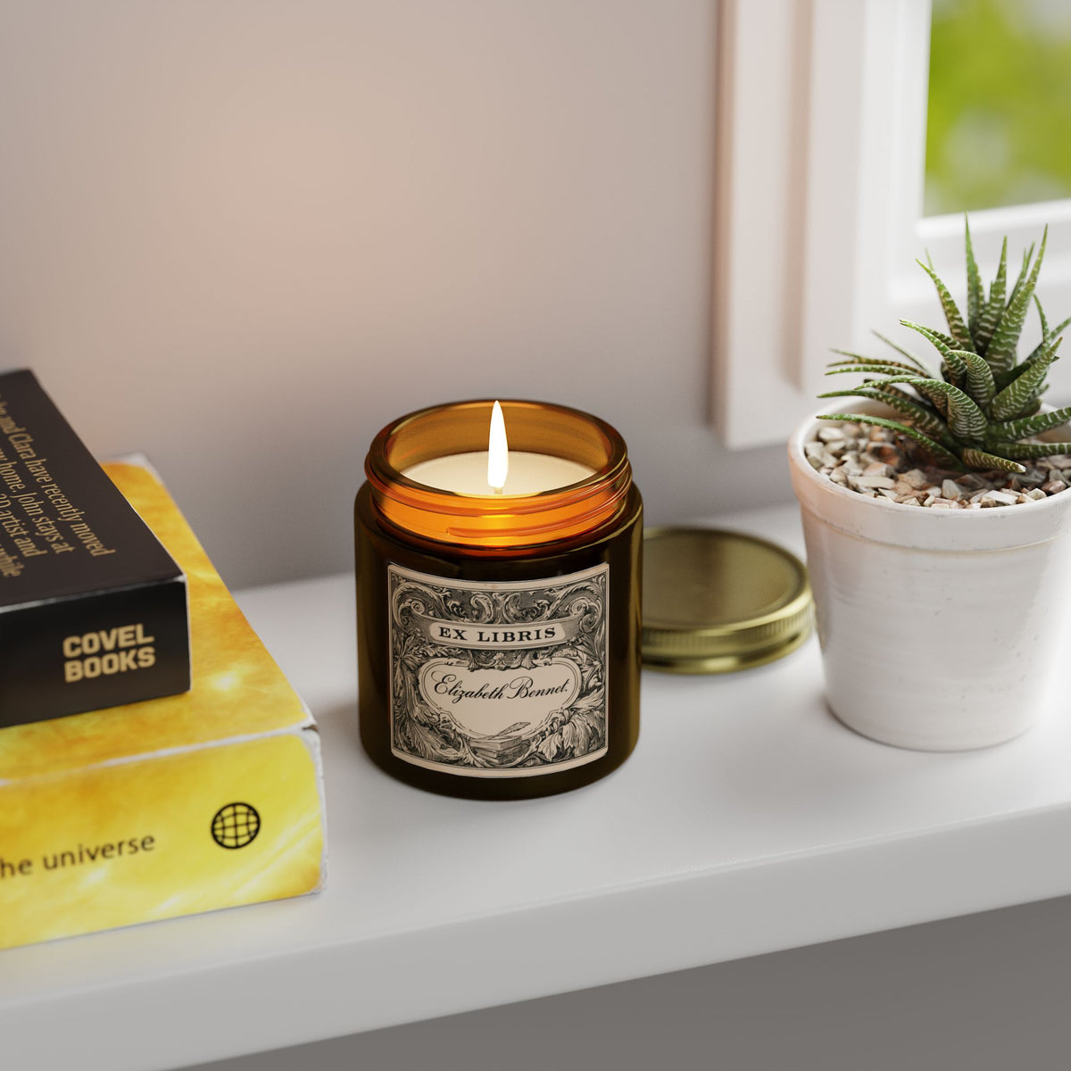 Ex Libris Vintage Label  Wax Candle