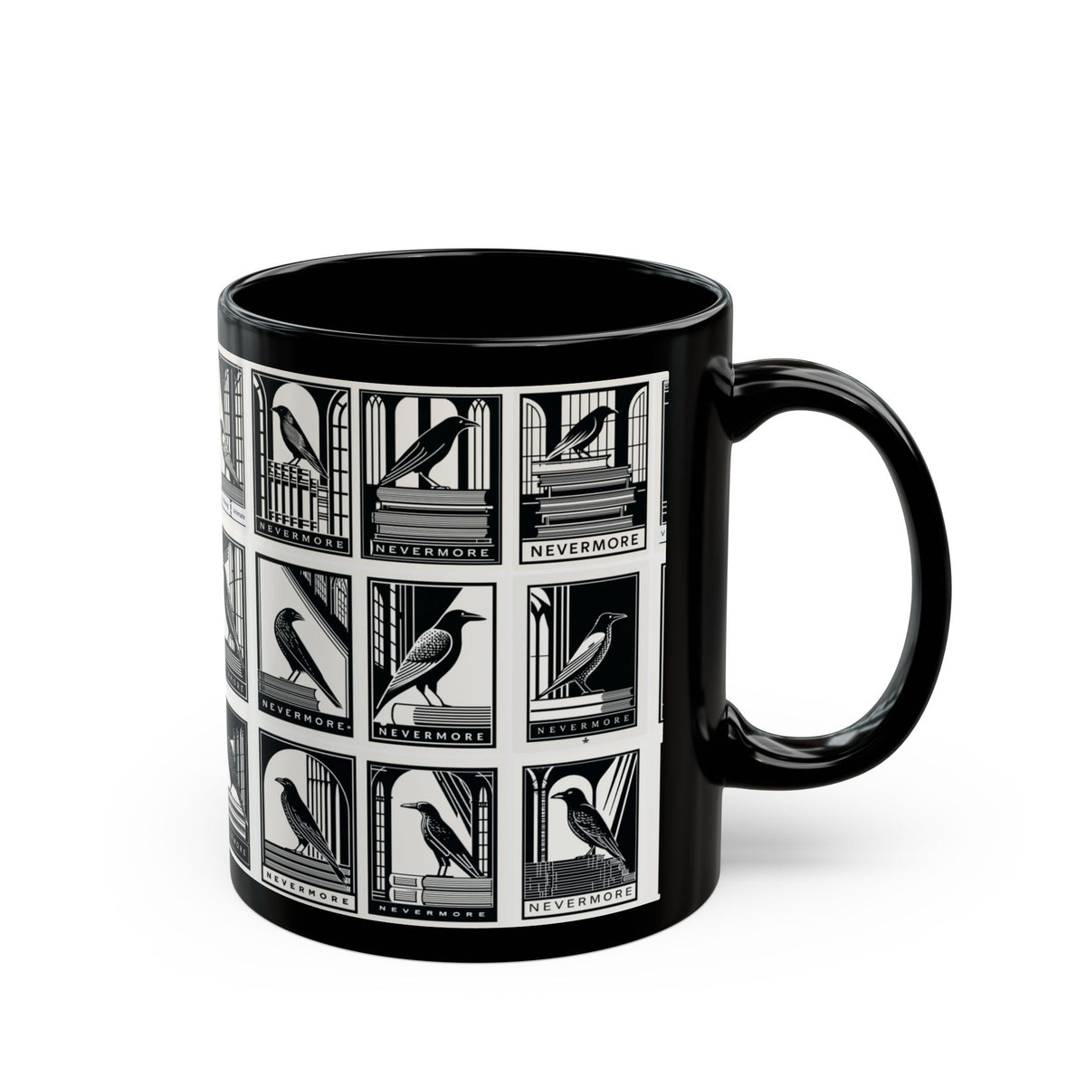 Nevermore Raven Tiles mug | Black Mug