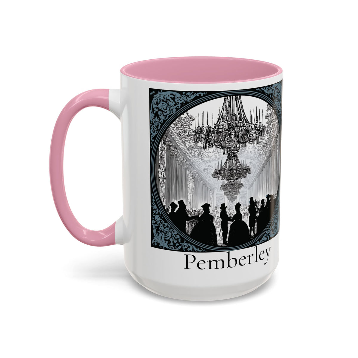 Pemberley Ballroom Illustration Mug | Color Accent Ceramic Mug
