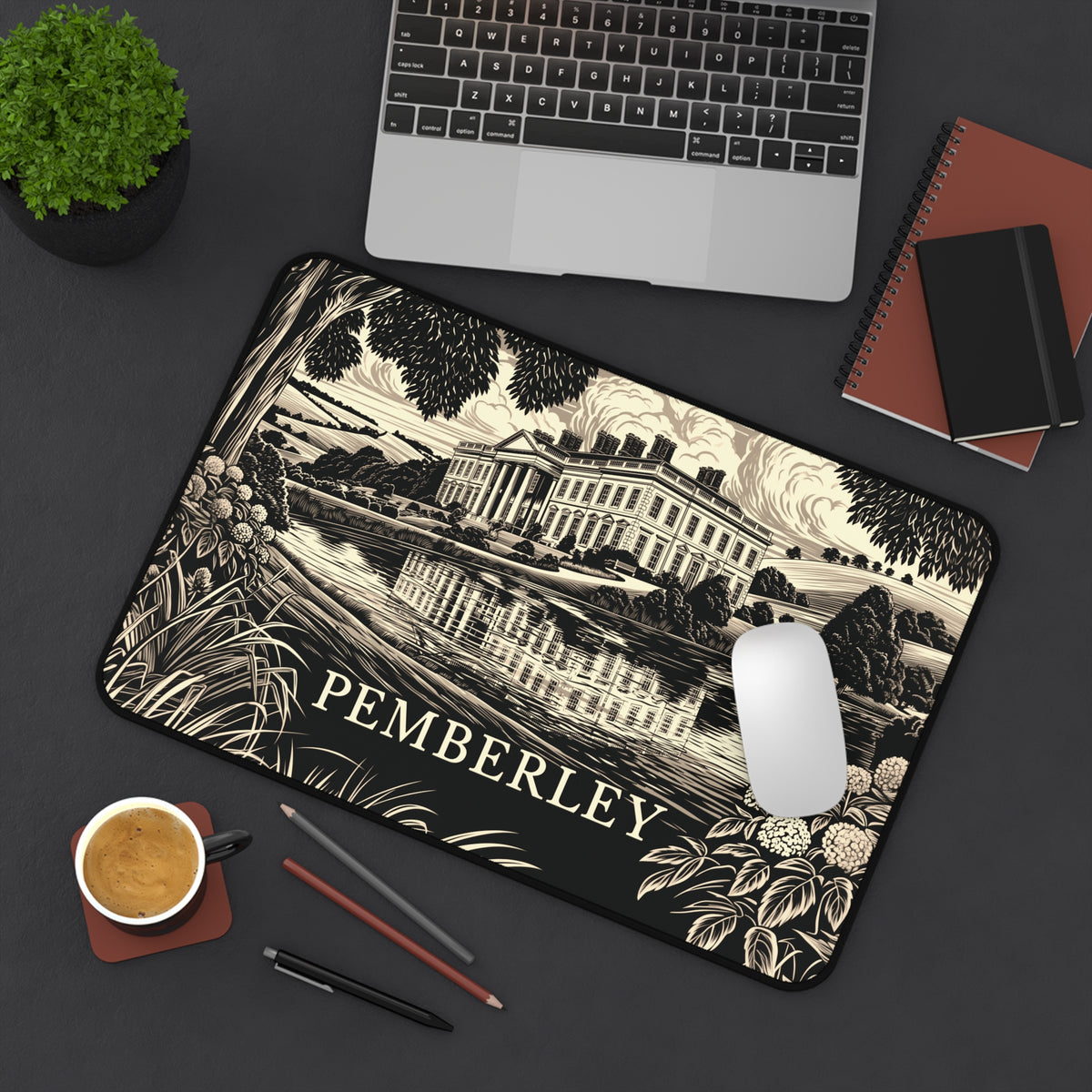 Pemberley Estate Illustration Desk Mat | Regency Manor Landscape