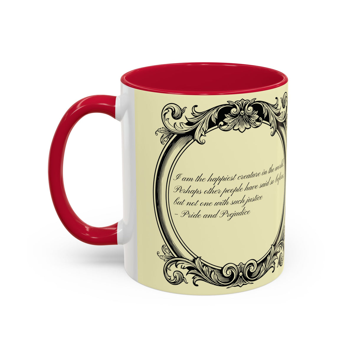 Pride & Prejudice Vintage Floral Mug — “Pride & Prejudice” Ceramic Book Lover Mug (11oz/15oz)