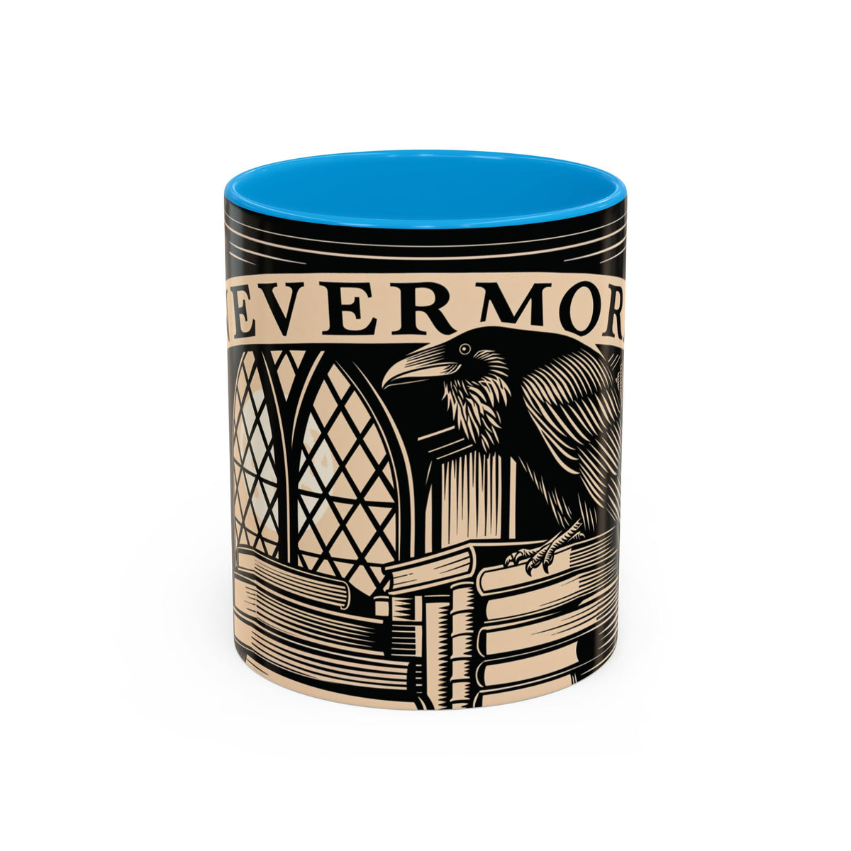 x Nevermore Raven woodcut illustration Mug | Edgar Allan Poe inspired