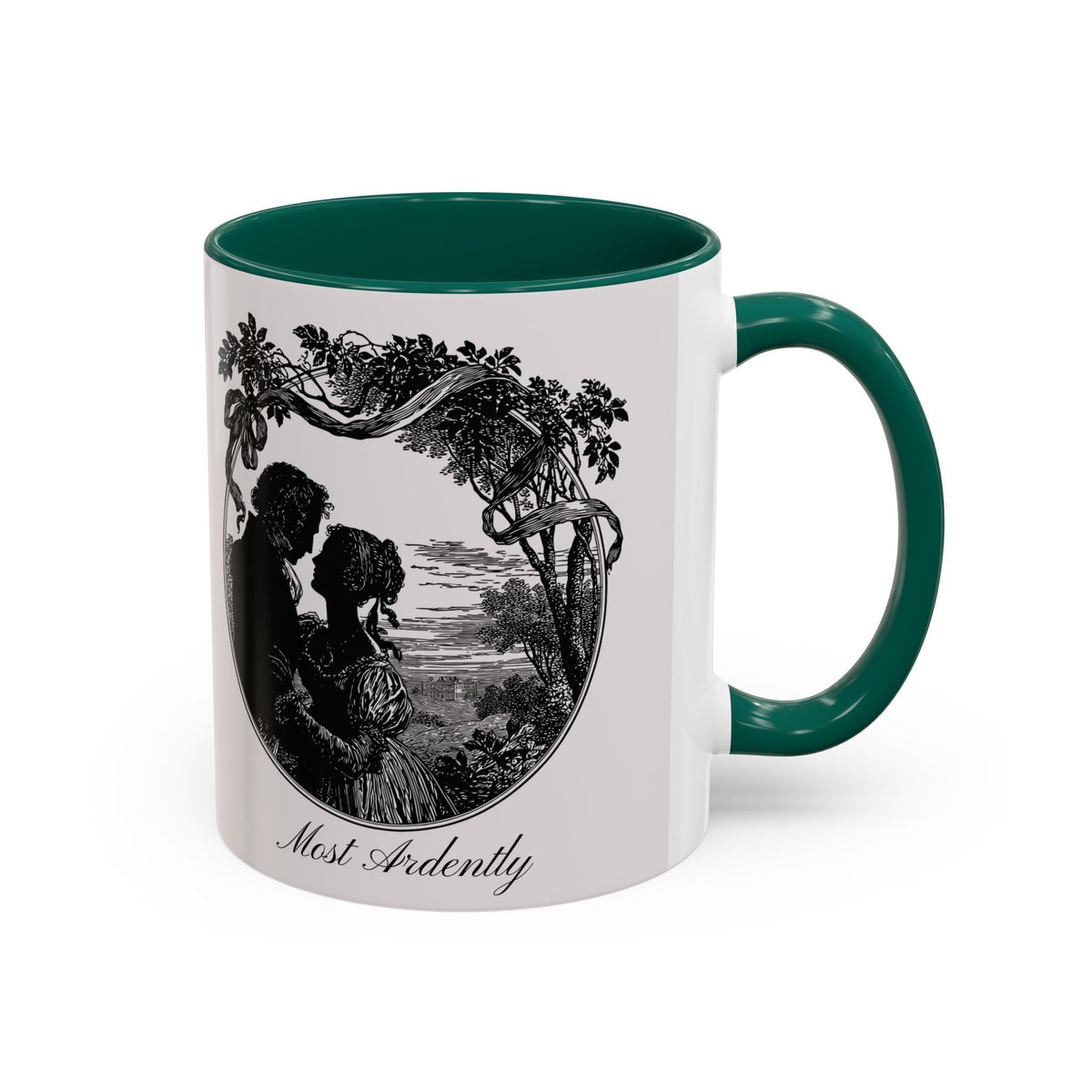Romantic Vintage Silhouette Mug — "Most Ardently" Tea Coffee Cup (11oz/15oz)