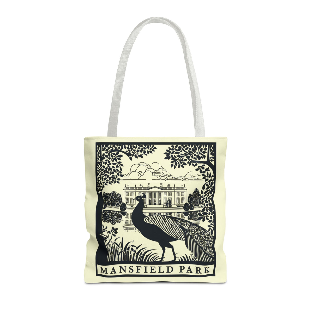 Mansfield Park Illustrated Tote — Vintage Estate Peacock Tote Bag