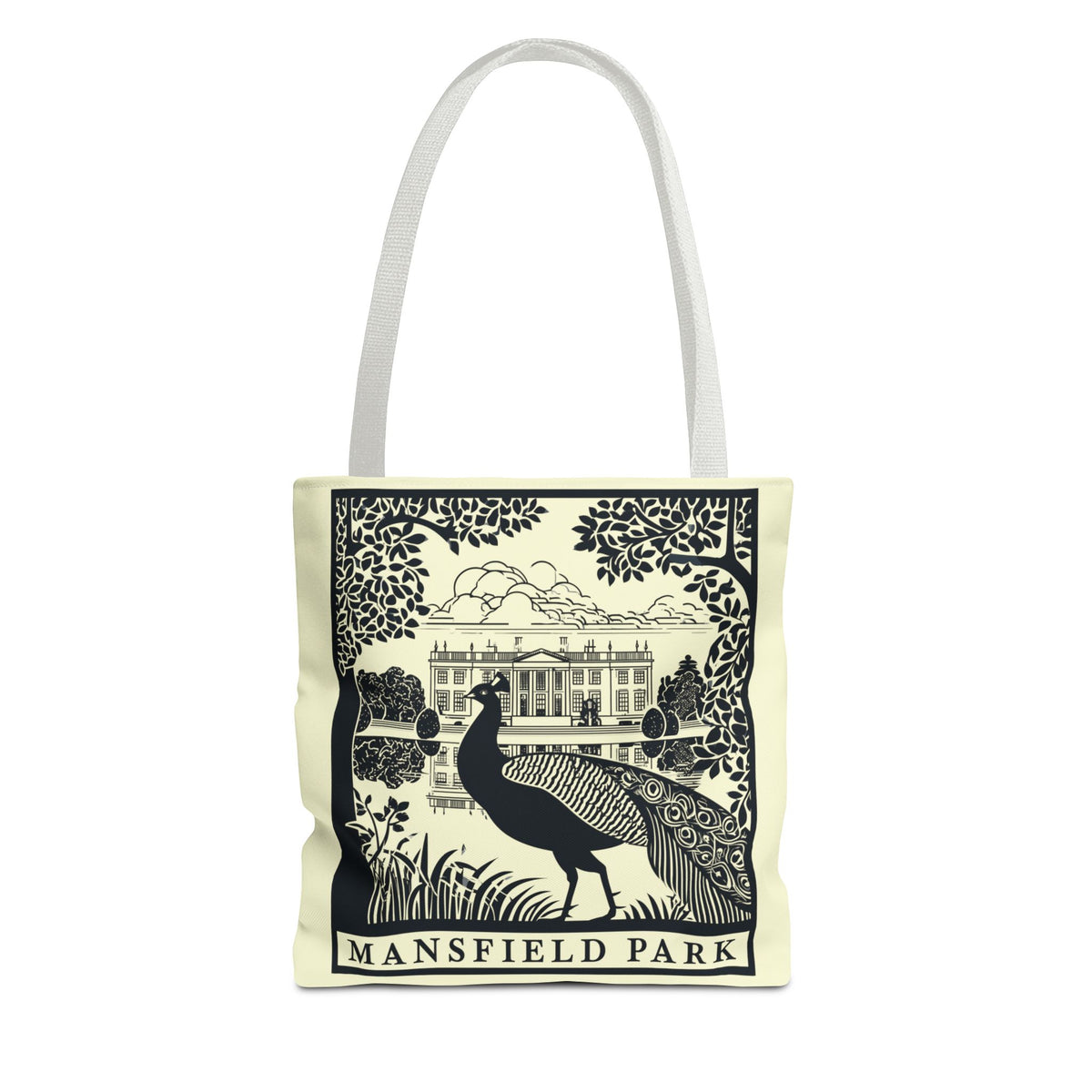 Mansfield Park Illustrated Tote — Vintage Estate Peacock Tote Bag