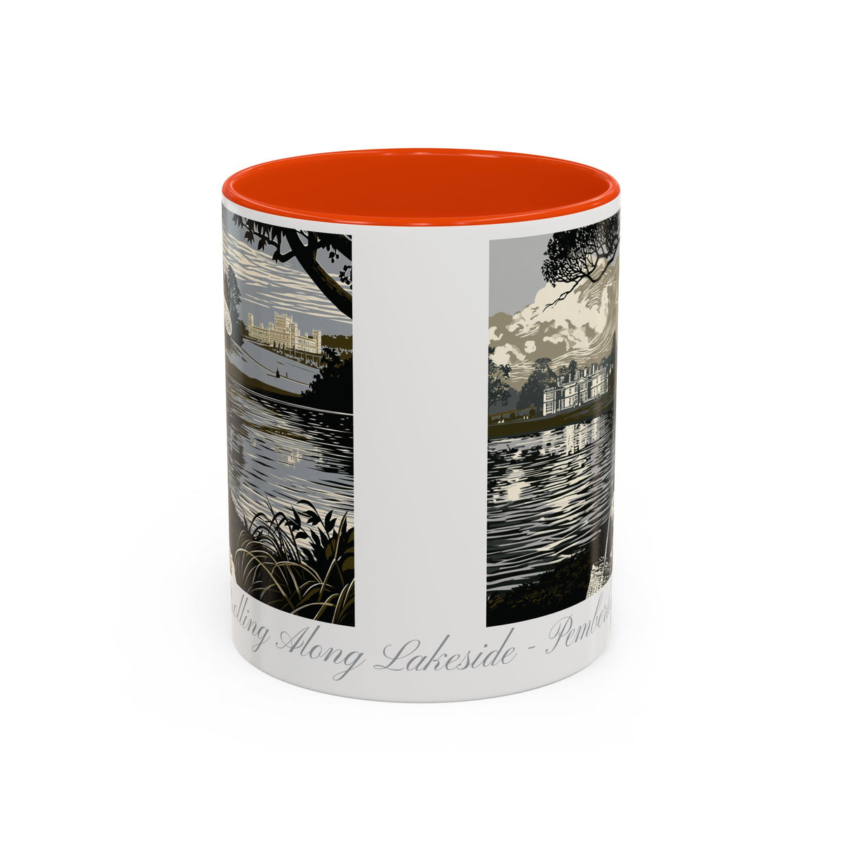 'Strolling Pemberley' Ceramic Coffee Cup — Vintage Regency Silhouette Mug