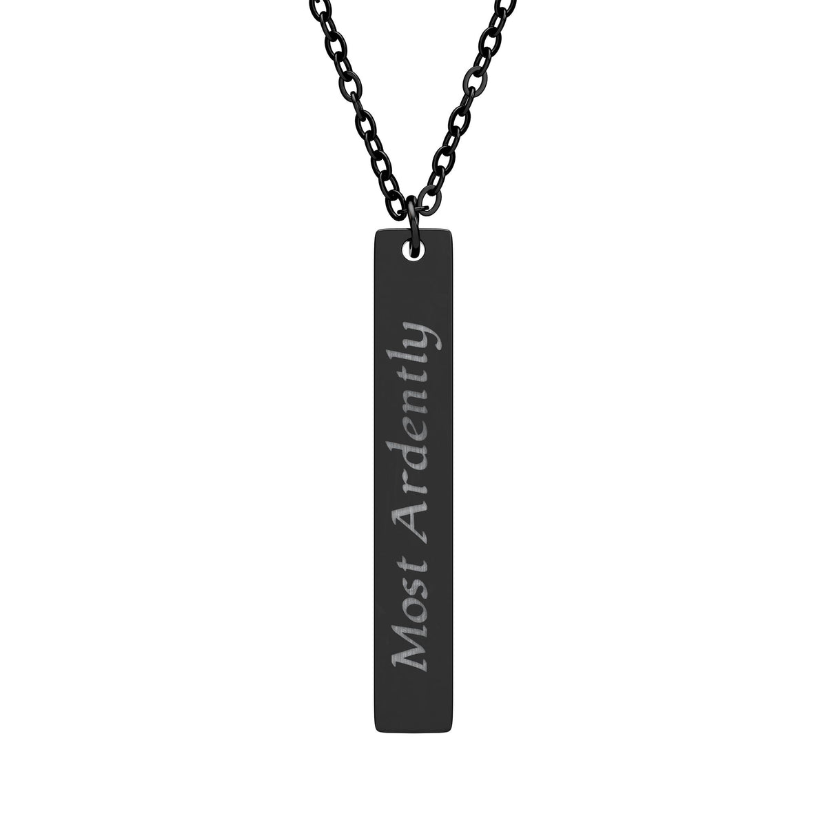 Most Ardently Necklace, Engraved Bar Necklace | Jane Austen Homage