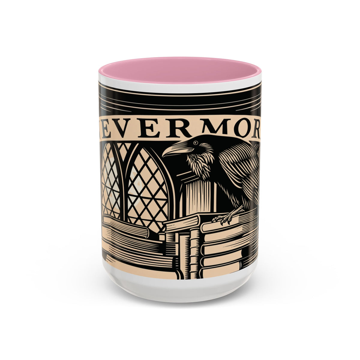 x Nevermore Raven woodcut illustration Mug | Edgar Allan Poe inspired