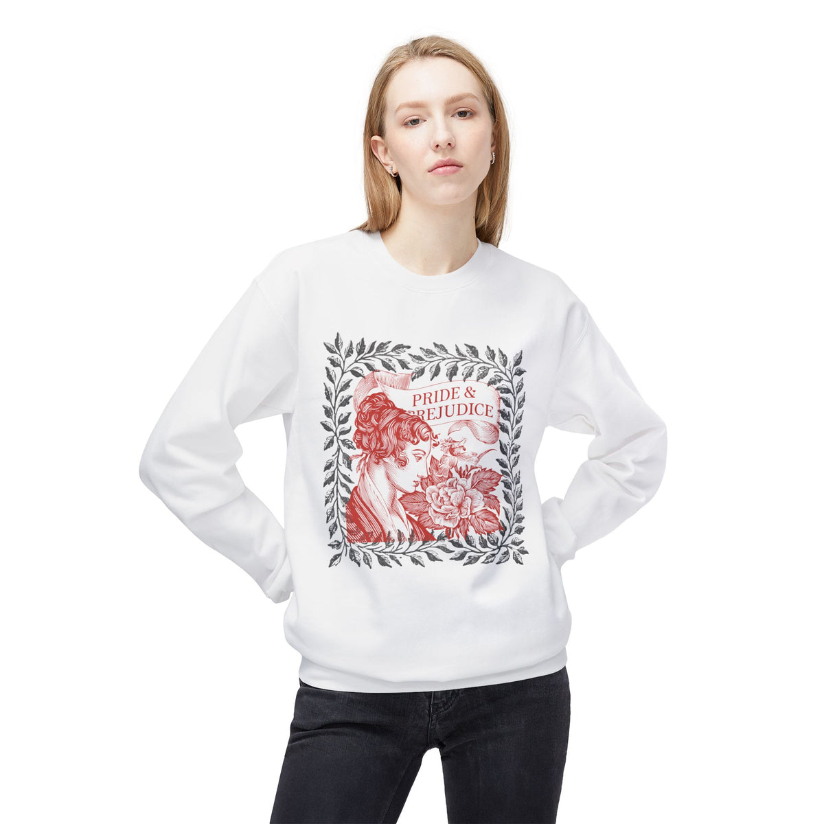 Pride & Prejudice Illustration Sweatshirt — Jane Austen Booklover Crewneck (Derbyshire Coordinates)