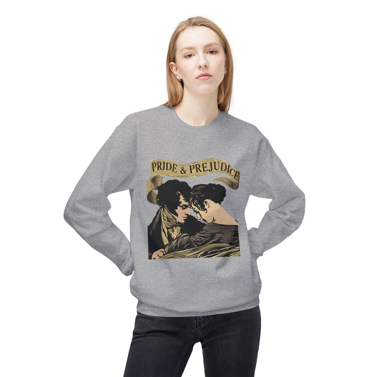 Sepia Toned Pride & Prejudice Crewneck Sweatshirt — Vintage Romance Literary Pullover