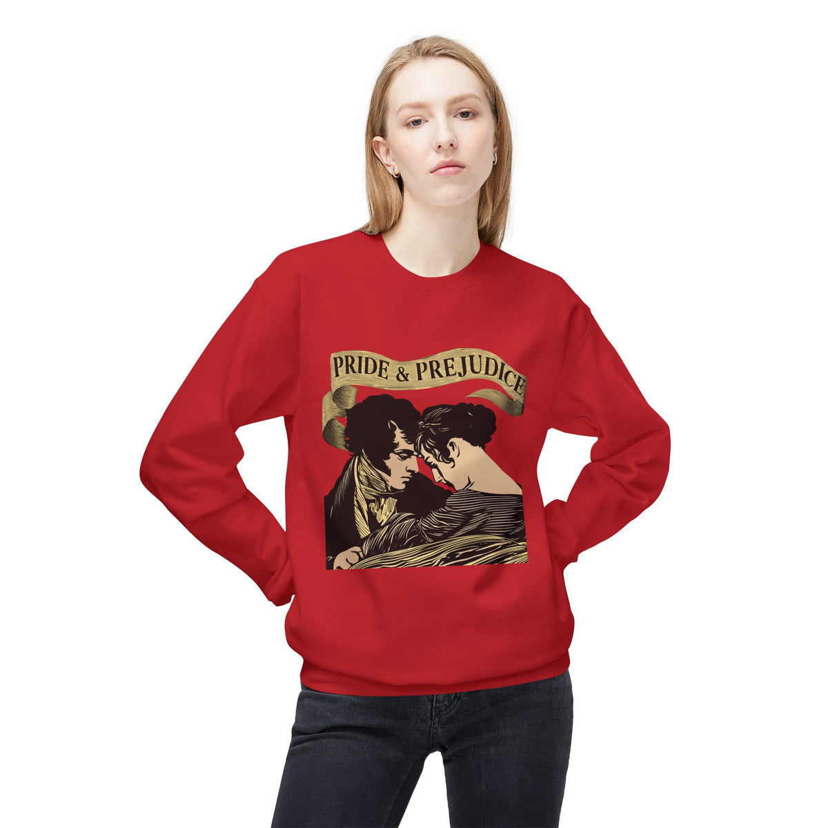 Sepia Toned Pride & Prejudice Crewneck Sweatshirt — Vintage Romance Literary Pullover