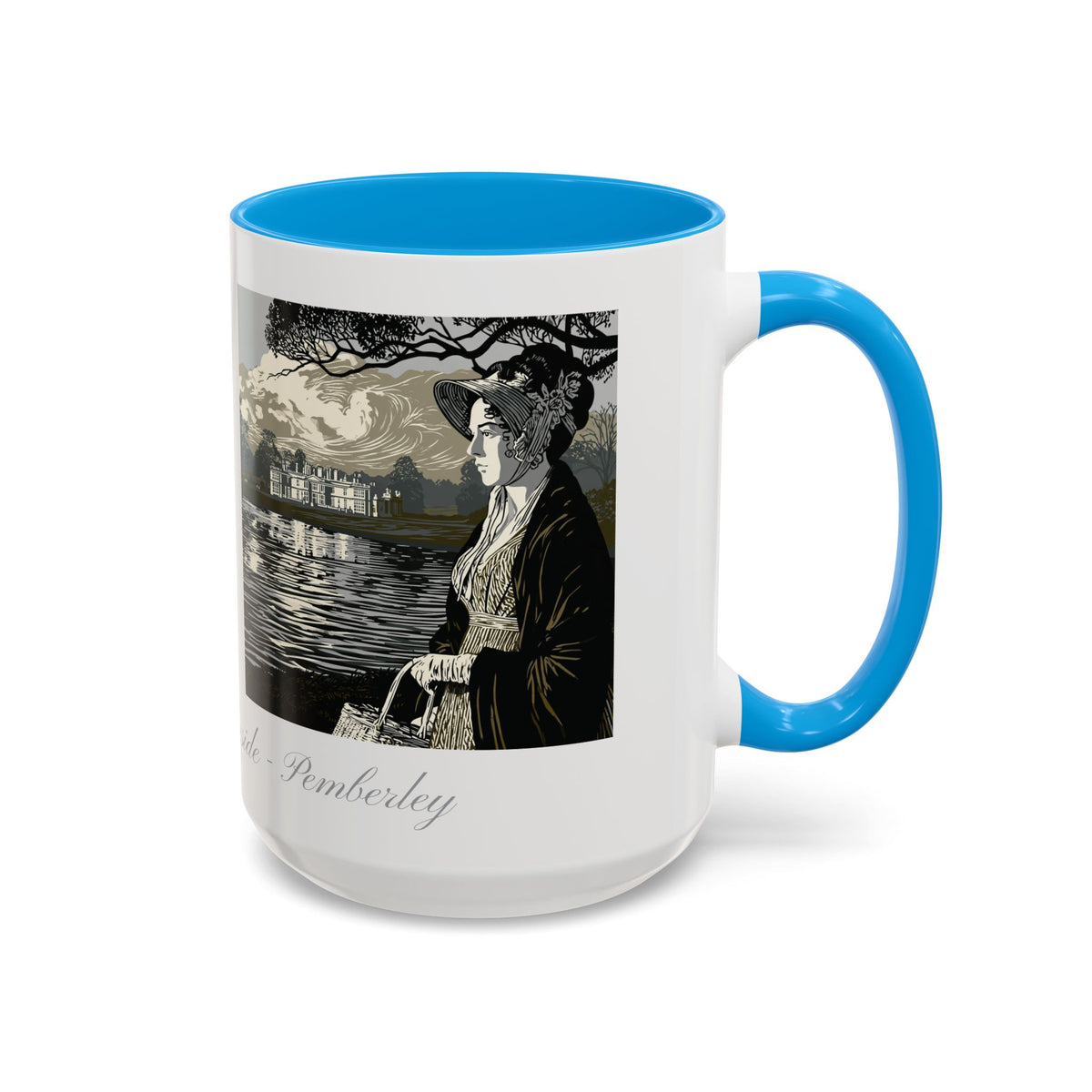 'Strolling Pemberley' Ceramic Coffee Cup — Vintage Regency Silhouette Mug