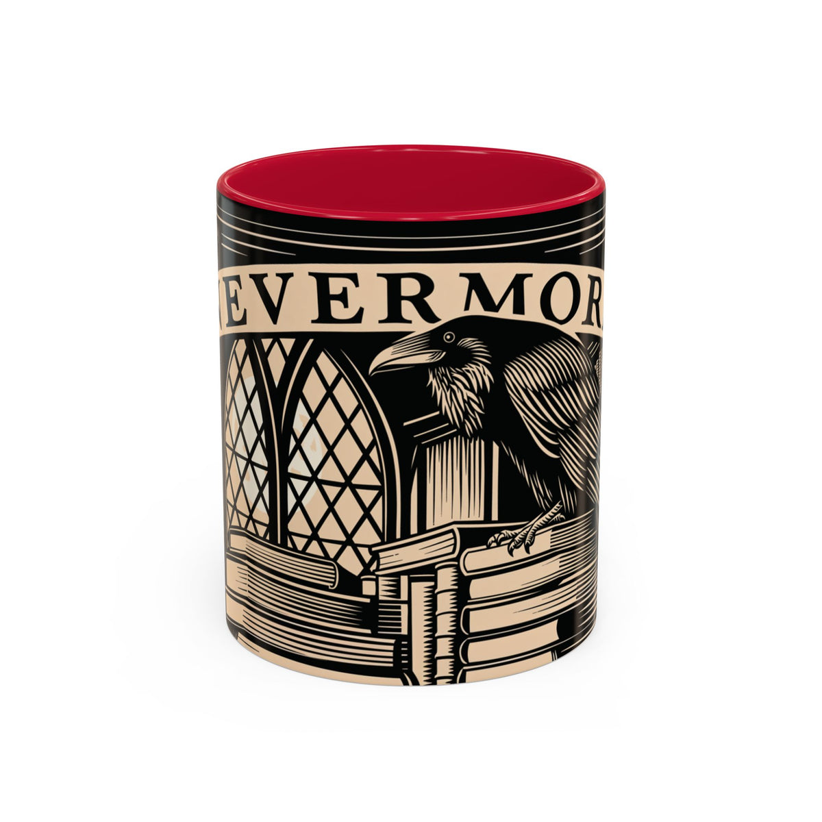 x Nevermore Raven woodcut illustration Mug | Edgar Allan Poe inspired