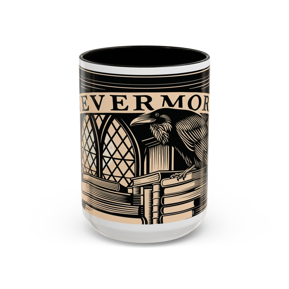 x Nevermore Raven woodcut illustration Mug | Edgar Allan Poe inspired