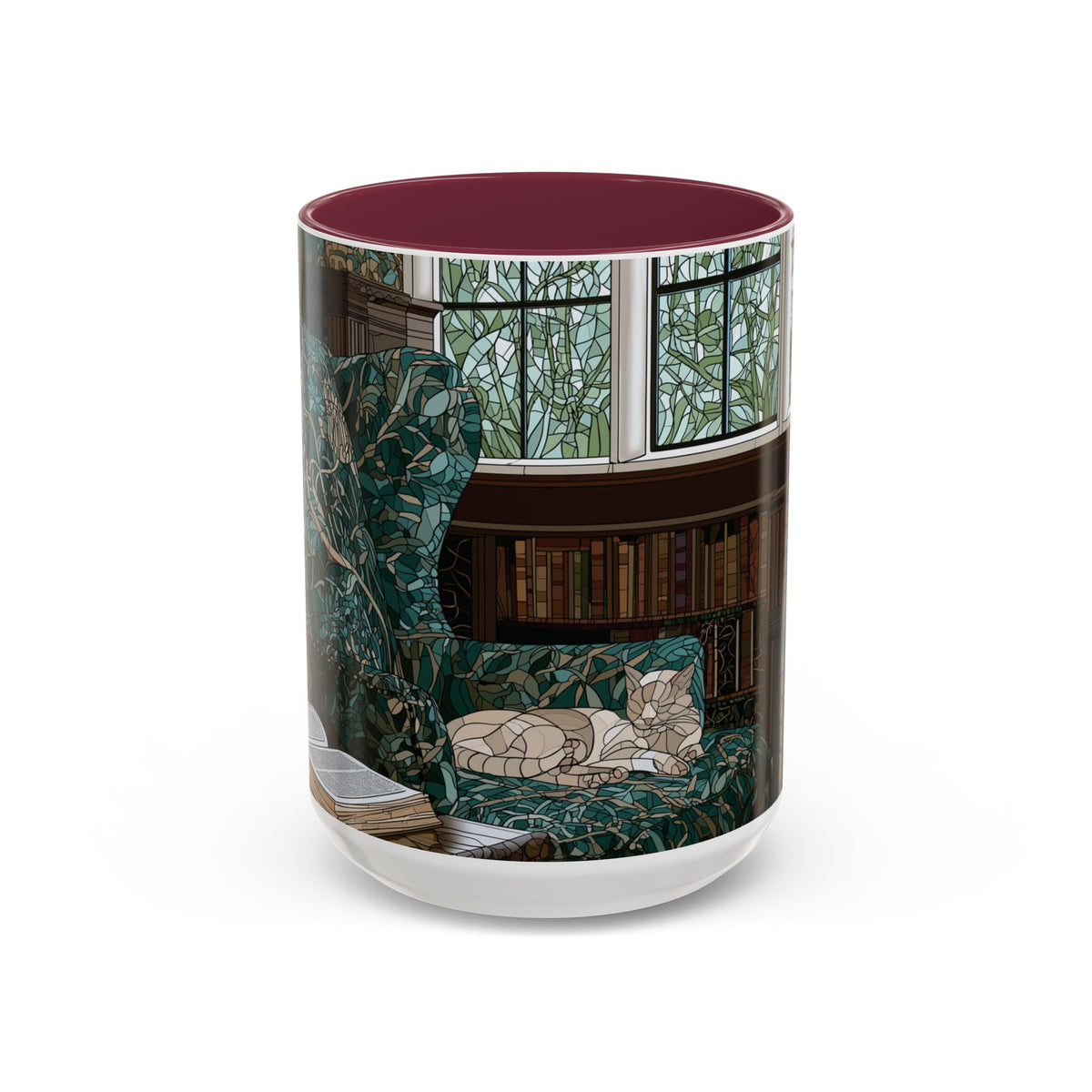 Cozy Reading Nook Cat Mug | Ceramic Coffee Cup 11oz 15oz