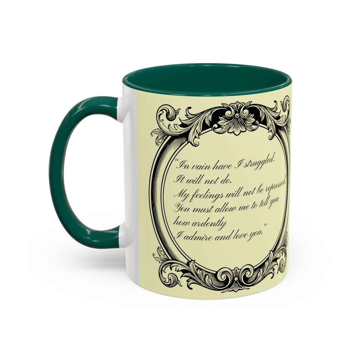 Pride & Prejudice Vintage Illustration Ceramic Mug — Mr. Darcy at Pemberley with Quote (11oz/15oz)