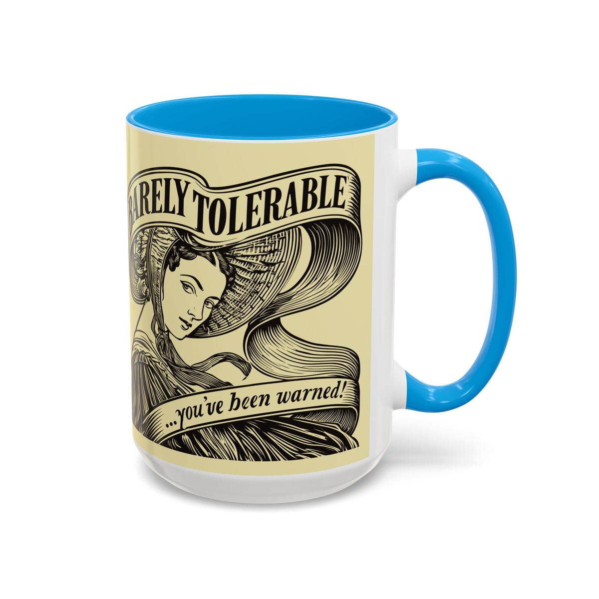 Vintage 'Barely Tolerable' Illustration Coffee Mug (11oz/15oz)