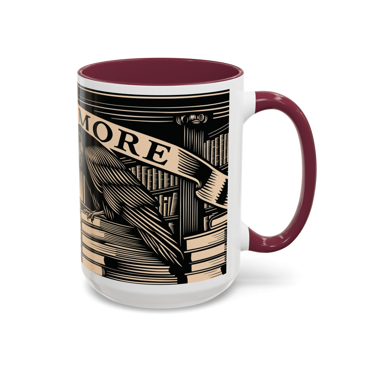 x Nevermore Raven woodcut illustration Mug | Edgar Allan Poe inspired