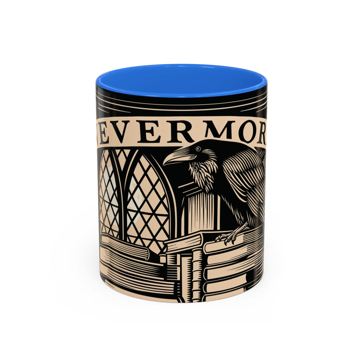 x Nevermore Raven woodcut illustration Mug | Edgar Allan Poe inspired