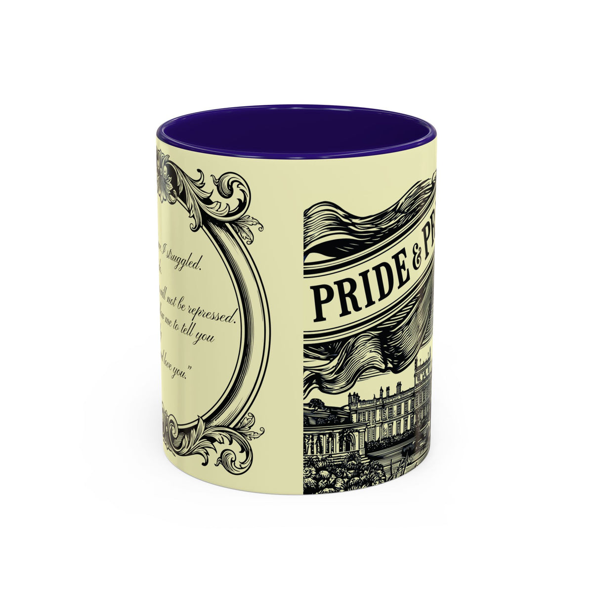 Pride & Prejudice Vintage Illustration Ceramic Mug — Mr. Darcy at Pemberley with Quote (11oz/15oz)