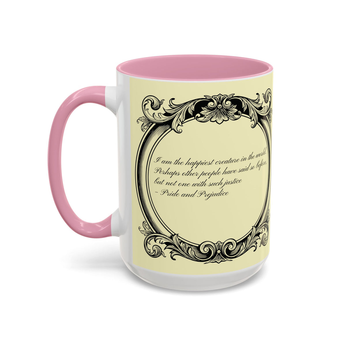 Pride & Prejudice Vintage Floral Mug — “Pride & Prejudice” Ceramic Book Lover Mug (11oz/15oz)