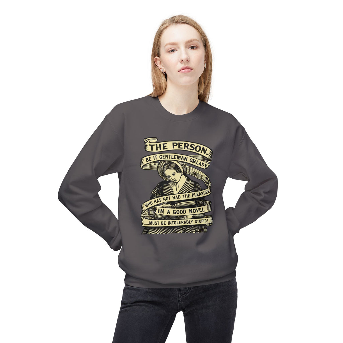 Novel Lover Crewneck Sweatshirt — "Reading Good Books" Vintage Book Quote
