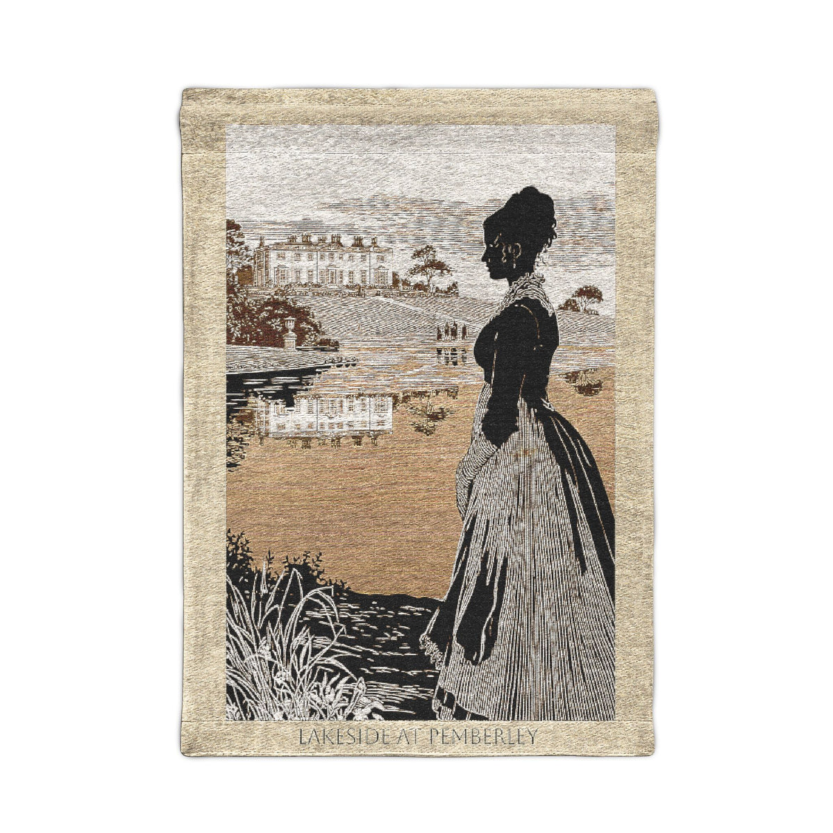 Vintage Pemberley Lakside Silhouette —  Woven Wall Tapestry