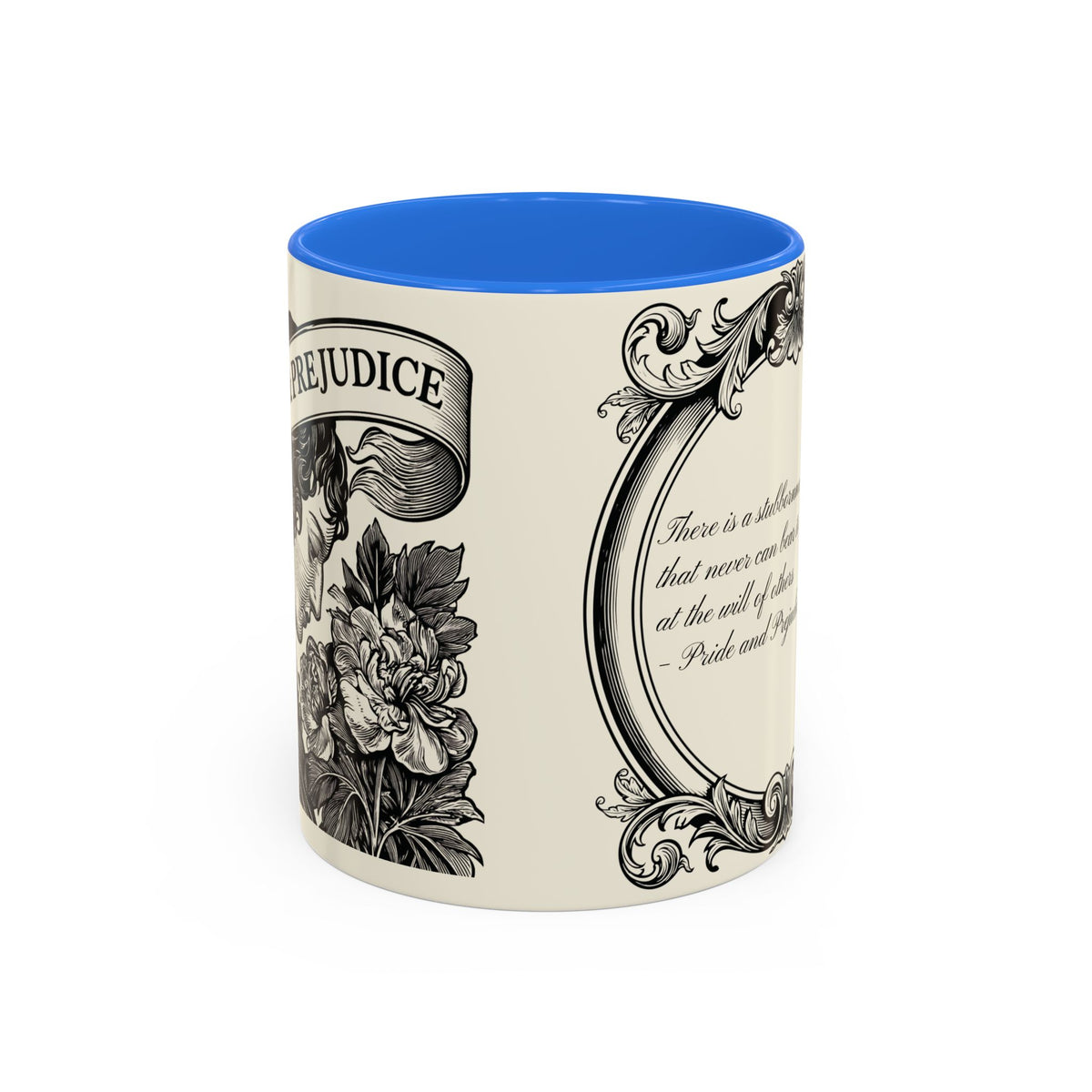 Quote from Pride & Prejudice Vintage Floral Mug — “Pride & Prejudice” Ceramic Book Lover Mug (11oz/15oz)