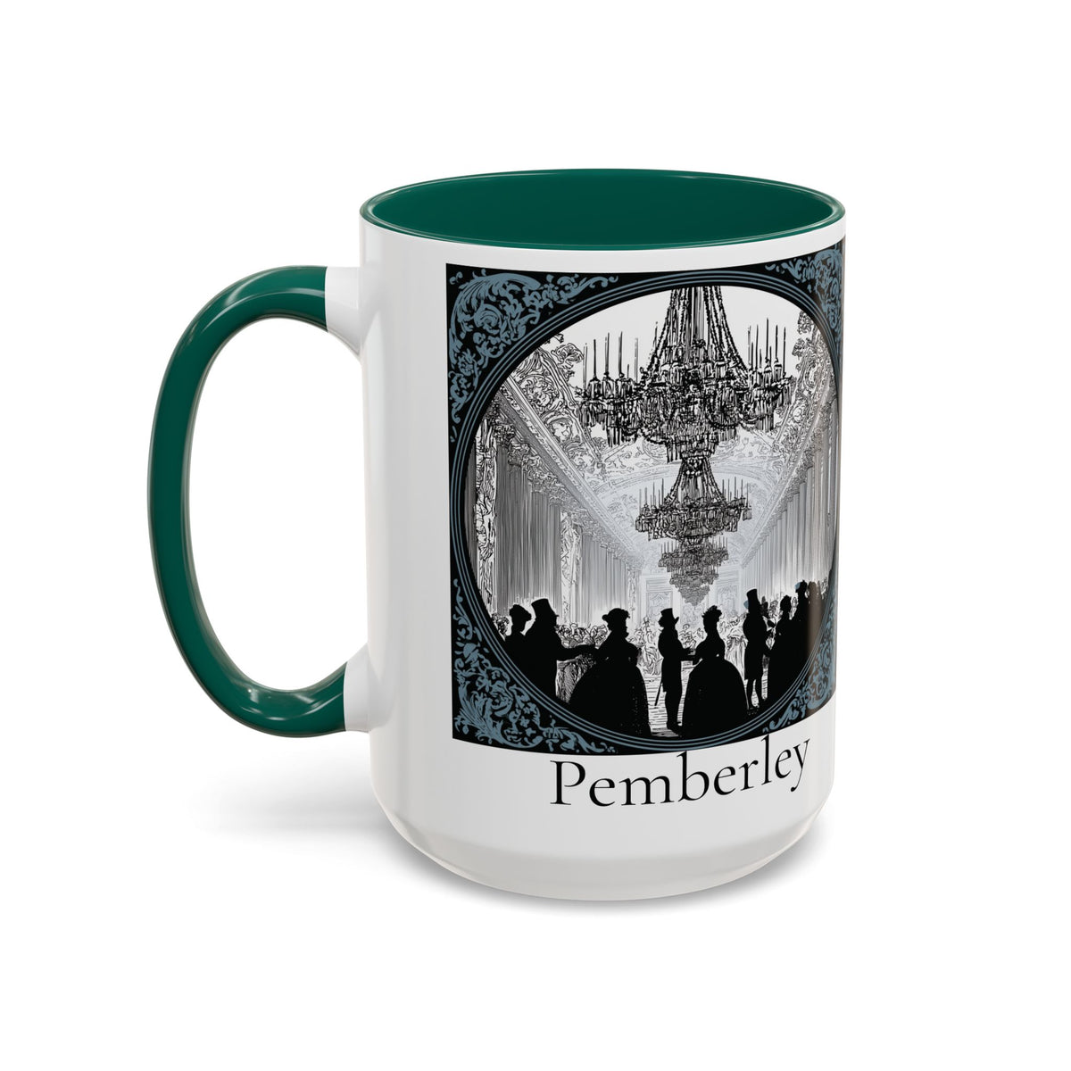 Pemberley Ballroom Illustration Mug | Color Accent Ceramic Mug