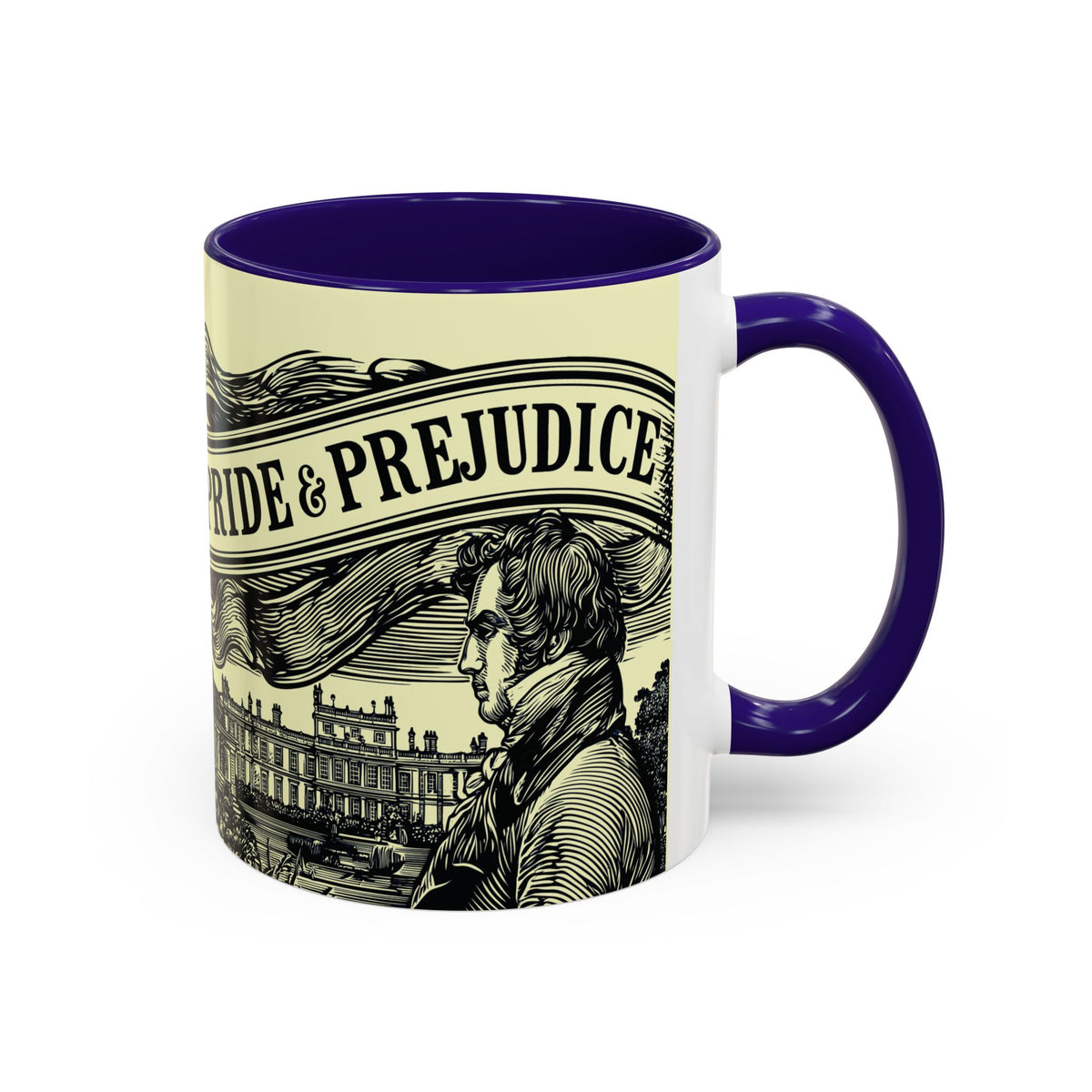 Pride & Prejudice Vintage Illustration Ceramic Mug — Mr. Darcy at Pemberley with Quote (11oz/15oz)