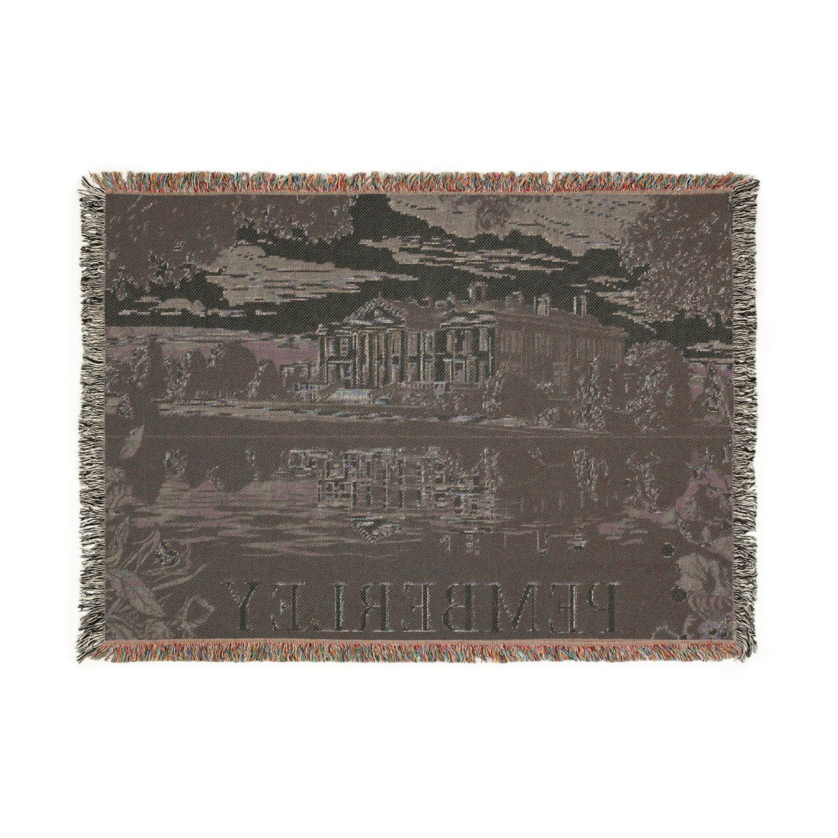 Pemberley Estate Illustration Woven Blanket | Literary Home Decor - Jane Austen