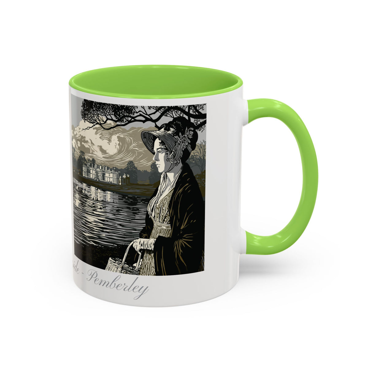 'Strolling Pemberley' Ceramic Coffee Cup — Vintage Regency Silhouette Mug
