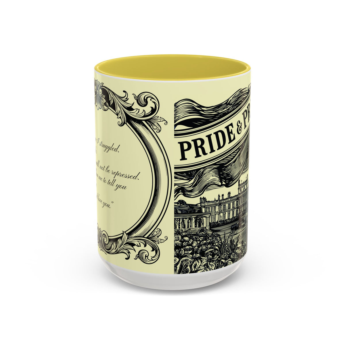 Pride & Prejudice Vintage Illustration Ceramic Mug — Mr. Darcy at Pemberley with Quote (11oz/15oz)